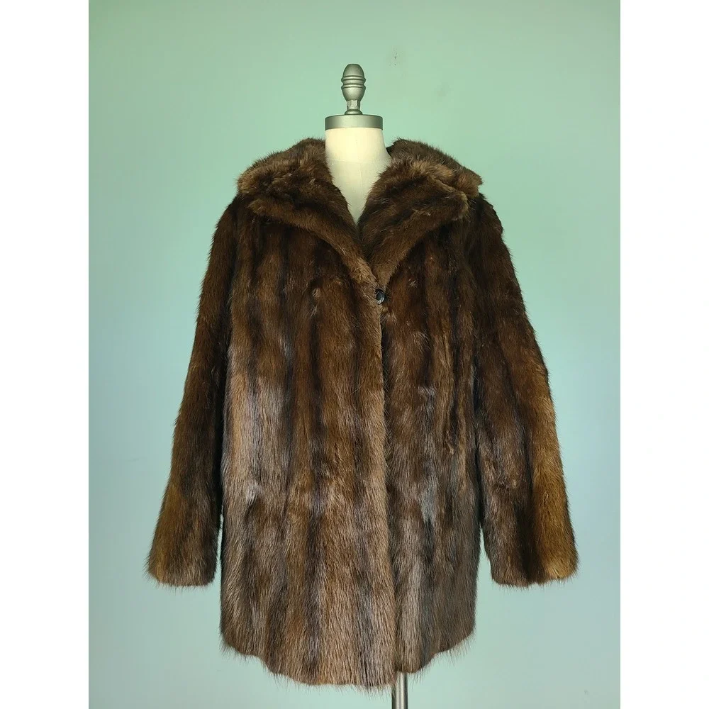 VTG 1950s Duplers Mink Fur Coat Stand Up Collar Old Money Maddy Perez Maximalist